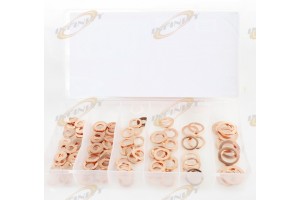 110pc Copper Washer Flat Ring SAE Assortment Oil Brake Clutch Line Conductivity